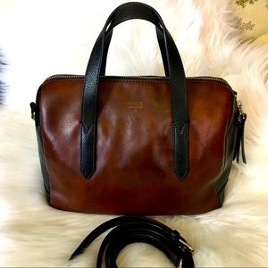 Fossil Sydney Satchel Original Handbag Crossbody color block two tone